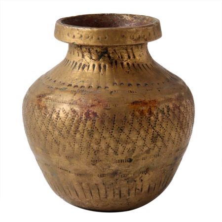 Brass Geometric Patterned Water Pot