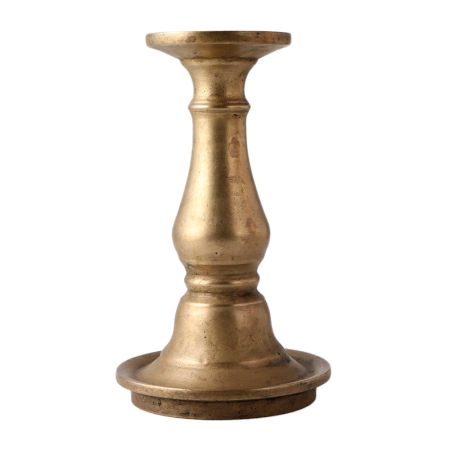 Golden Brass Pillar Candle Holder