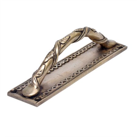 Brass Dhokra Climber Plant With Leaf Door Handle