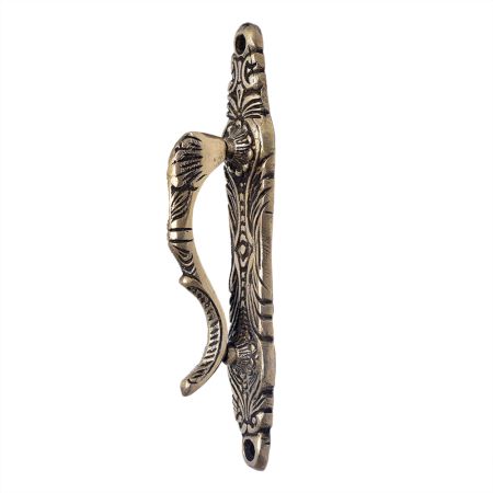 Ornate Brass Pull Door Knocker With Back plate