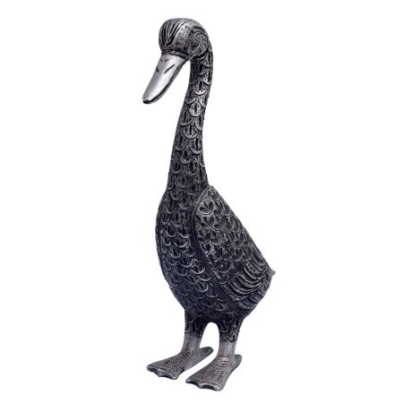 Brass Standing Duck Figurine With Intricate Design