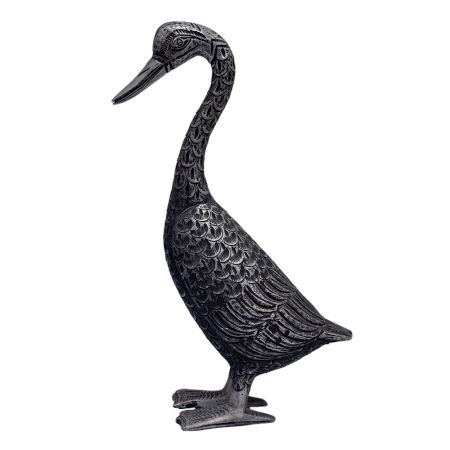 Brass Standing Duck Figurine With Intricate Design