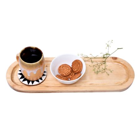 Wooden Oval Tea Tray Serving Plate