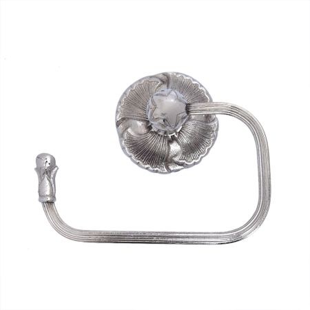 Silver Brass Floral Carving Toilet Roll Holder