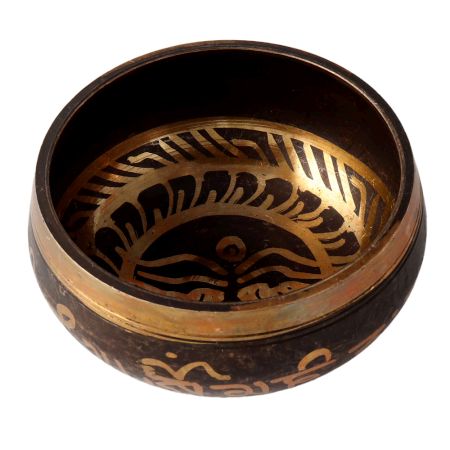 Black Brass Tibetan Buddhist Singing Bowl Prayer