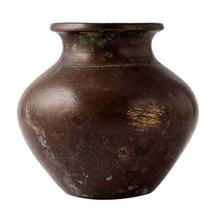 Indian Ceremonial Brass Water Pot InÂ Tribal Folk Style