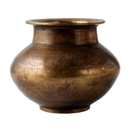 Brass Carved Hindu Pooja Holy Water Pot Or Kalash