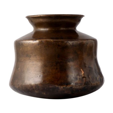 Rare BrassÂ South Indian Water Pot in Black Patina