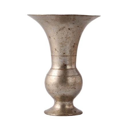 South Indian Brass Vase Urn In Silver Finish