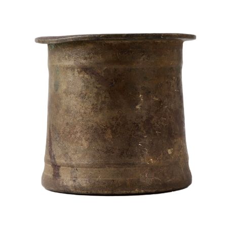 Vintage Brass Charnamrit Cup In Dark Finish