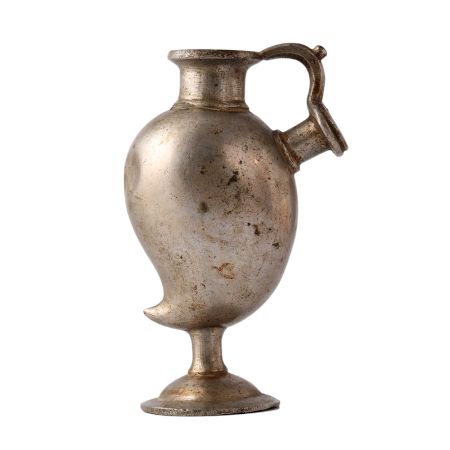 Oval-shapedÂ BrassÂ Islamic Hukka PotÂ In Nickel Finish