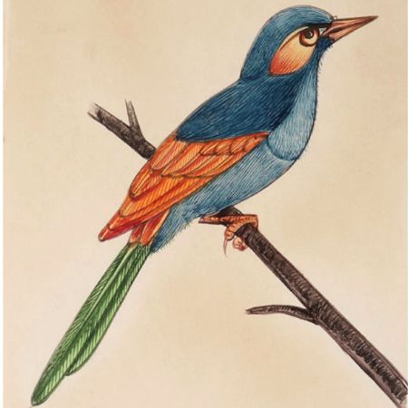 Miniature Colorful Bird Watercolor Canvas Painting