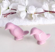 Solid Pink Ceramic Bird Cabinet Knob