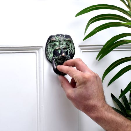 Lion Mask Brass Door Knocker