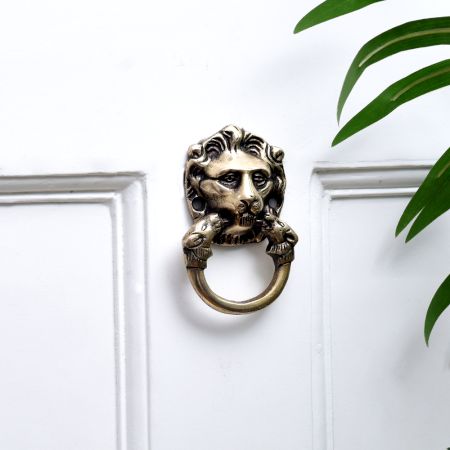 Solid Brass Lion with Ring