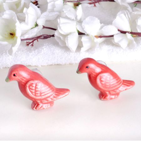 Red Feather Ceramic Bird Cabinet Knob Online