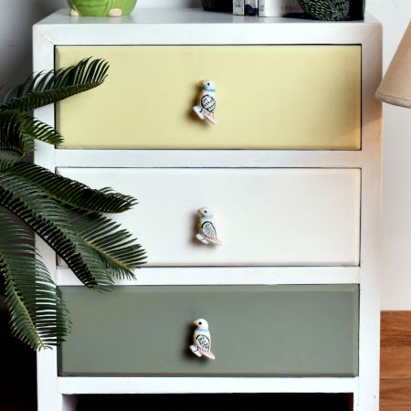 Black Feather Ceramic Bird Knob