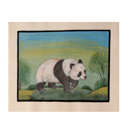 Panda in the Bamboo Grove Water Color painting