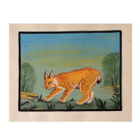 Handmade Watercolor Lynx Painting