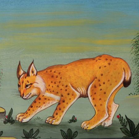 Handmade Watercolor Lynx Painting