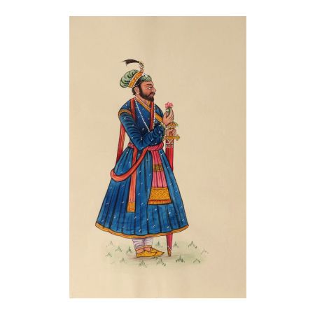 Miniature WatercolorÂ Painting of a Mughal King