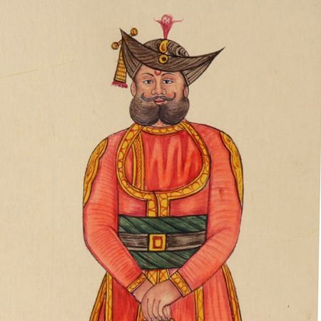 Watercolor Painting of a Rajput Maharajah