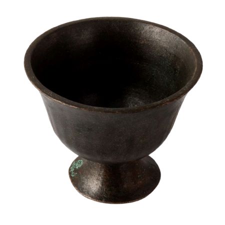 Brass Mughal Period Pedestal Vase In Dark Finish