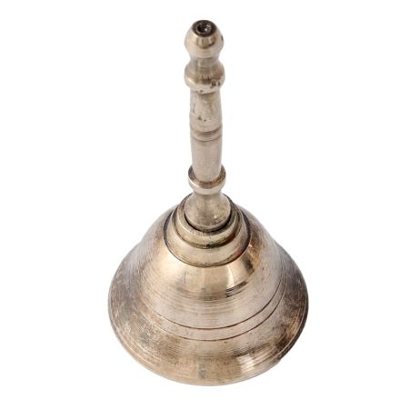 Handheld Brass Bell or Ghanti For MandirÂ In Silver Finish