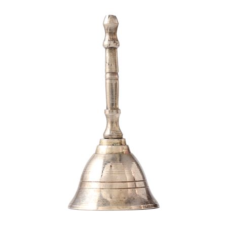 Handheld Brass Bell or Ghanti For MandirÂ In Silver Finish