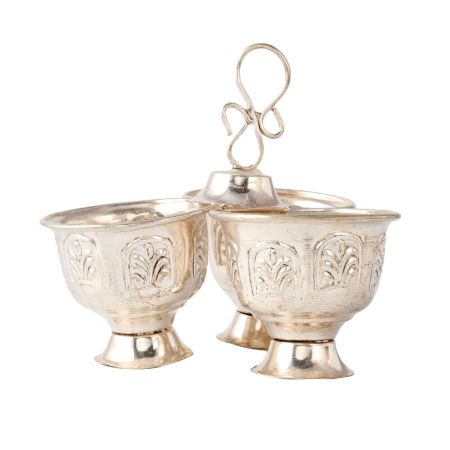Brass kumkum Tribal holder In Silver Finish  for puja