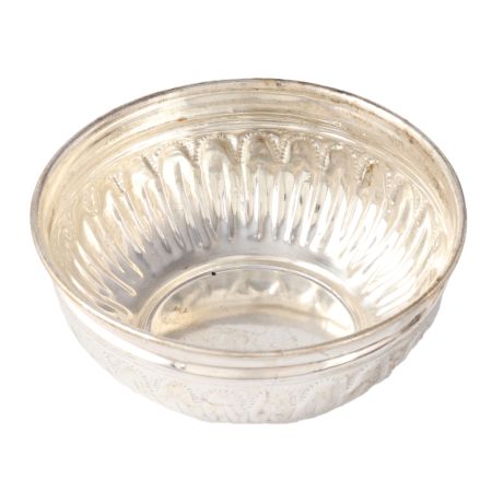 Silver Plated Brass Medium Carved Bowl