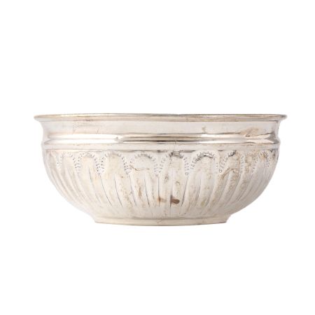 Silver Plated Brass Medium Carved Bowl
