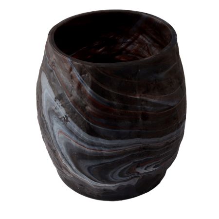 Black Glass Planter With Marble Pattern