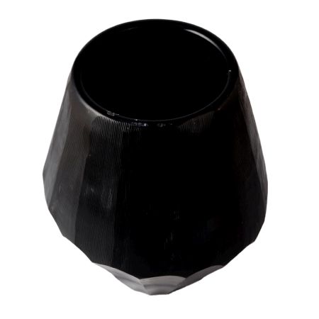 Black Glass Ribbed Vase