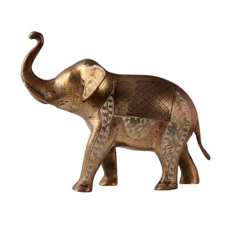 Decorative Brass Statue Of Elephant With Trunk Up