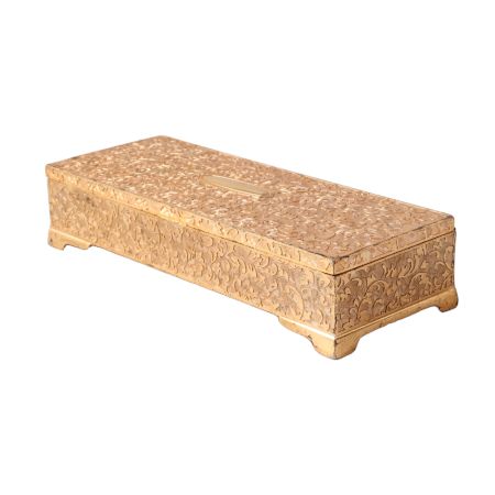 Carved Golden Metal Jewelry Box