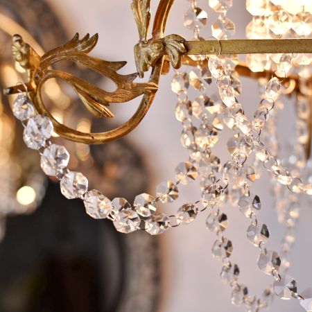 Crystal Clear GlassÂ Garland Strand Chandelier Hanging With 50 Beaded ChainÂ (45 Inch)