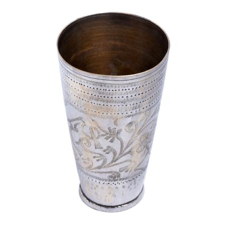 Carved Jai Hind Brass Lassi Glass