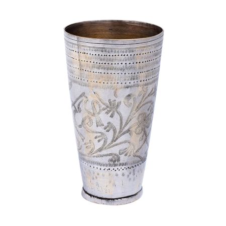 Carved Jai Hind Brass Lassi Glass