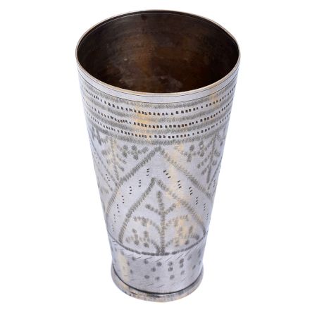 BrassÂ Lassi Glass carved Diamond Leaf Design
