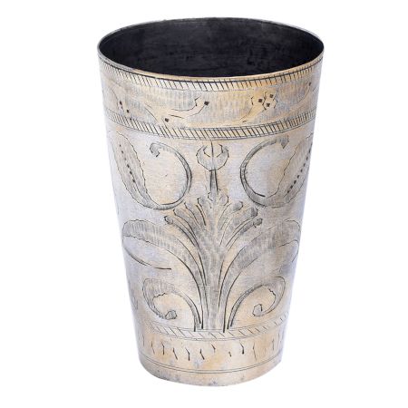 Brass LassiÂ Glass with a Leaf in a Golden Finish