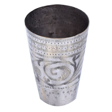 Old Brass Lassi Glass With Swirl Vines Design
