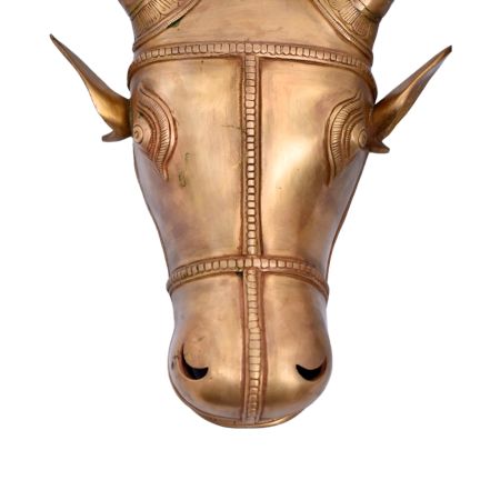 Nandi Mask Wall Hanging In Golden Finish