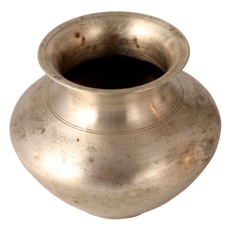 Indian Vintage White Metal Alloy Pot