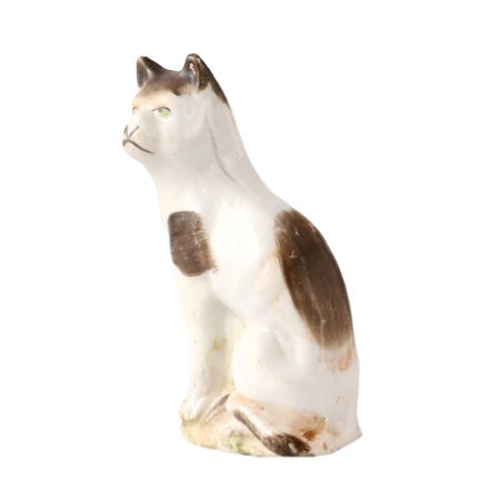 White And Grey  Porcelain Cat Statue