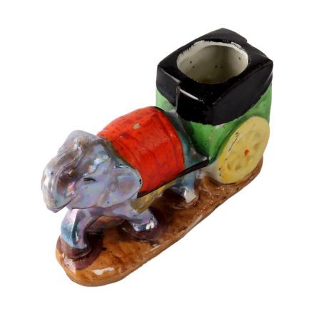 Hand Painted Elephant Cart Planter Or Spoon Stand