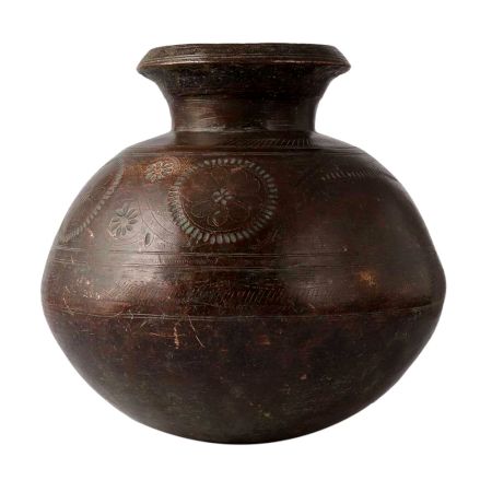 Brass Lota Chambu Pot with Hand Carved Design