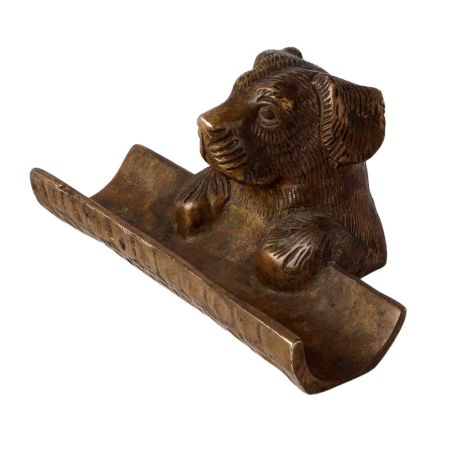 Brass Dog Pen Holder Or Inkwell