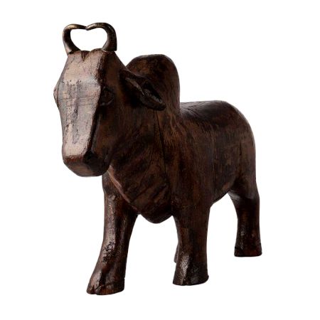 Hand Carved Wooden Bull Statue