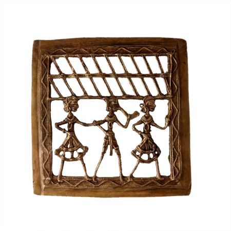 Brass Square Jali Wall HangingÂ Dhokra Art